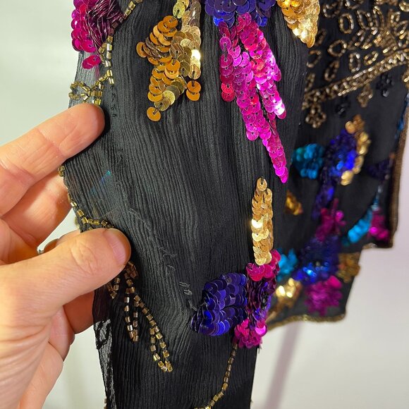 Vintage Drapers & Damons Size XL Silk Jacket Sequins Beading Fancy - Picture 4 of 15